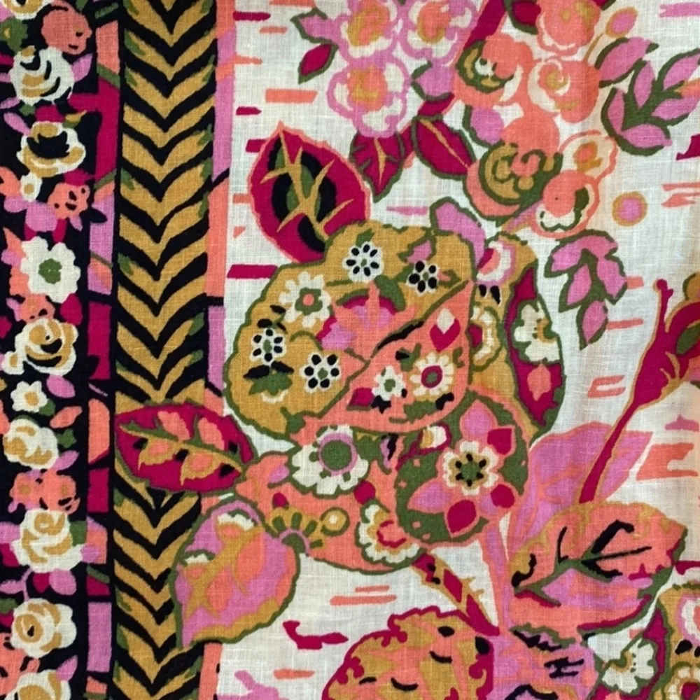 Free People Summer in Tulum Tunic Dress M Pink Combo Ruffle Tie Back - NWT - Picture 6 of 12